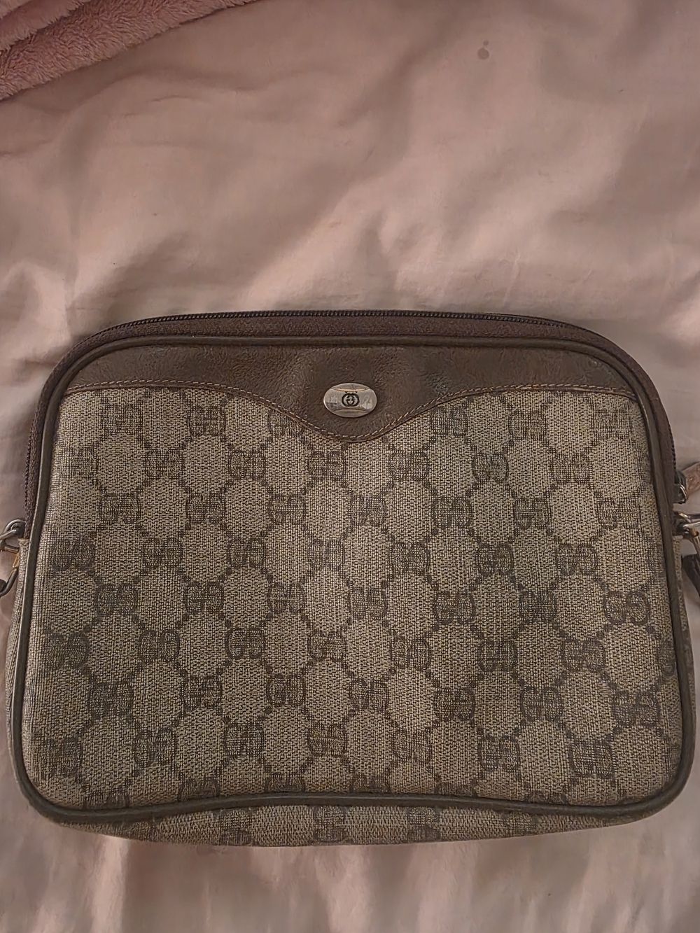 Vintage Gucci Beige and Brown Monogram Crossbody